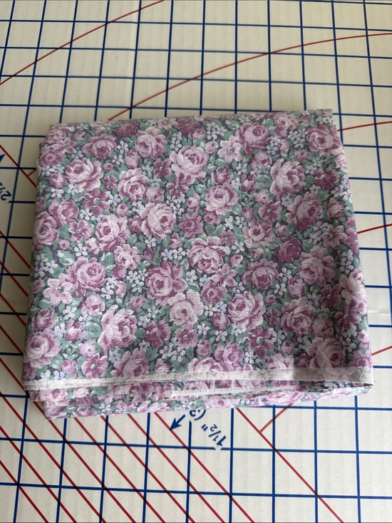 Peter Pan Fabrics Other - Vintage Peter Pan Fabrics Rose Floral Cotton 1 1/3+ Yds x 42 Mauve Lavender
